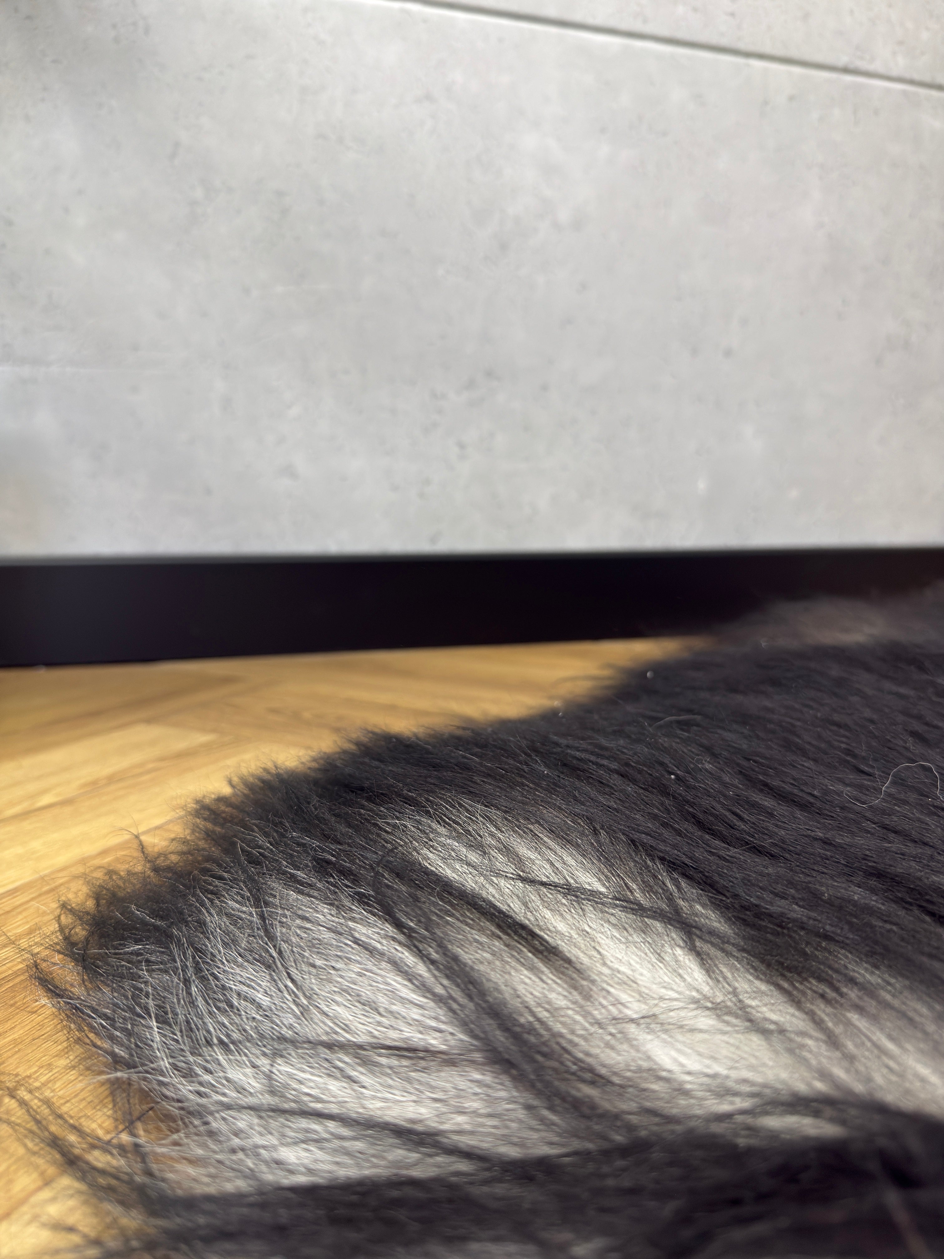Large Icelandic black and gray sheepskin Rug