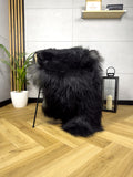 Large Icelandic black with grey sheepskin Rug