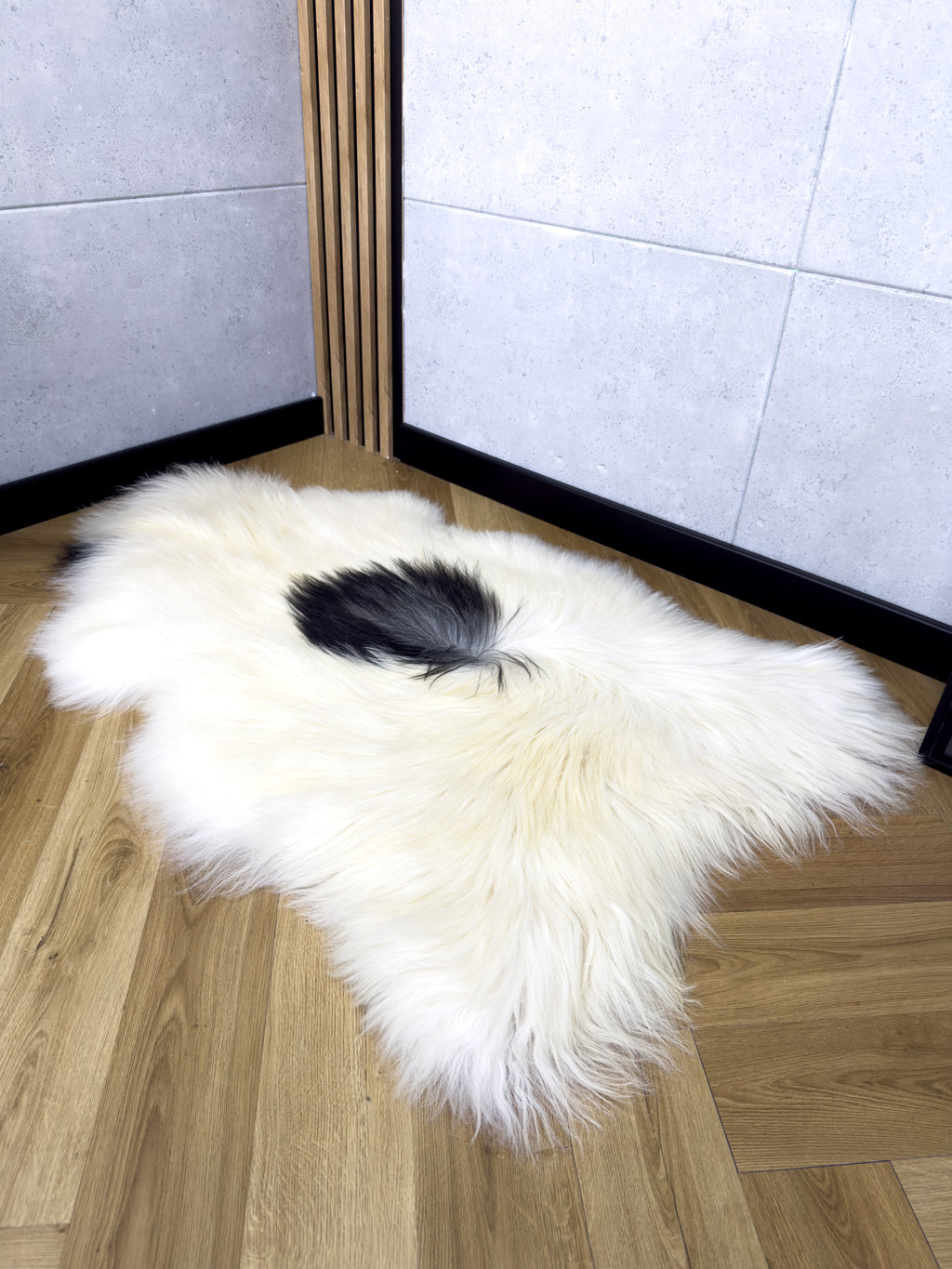 Large Icelandic white and black sheepskin Rug
