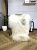 Large Icelandic white and gray sheepskin Rug