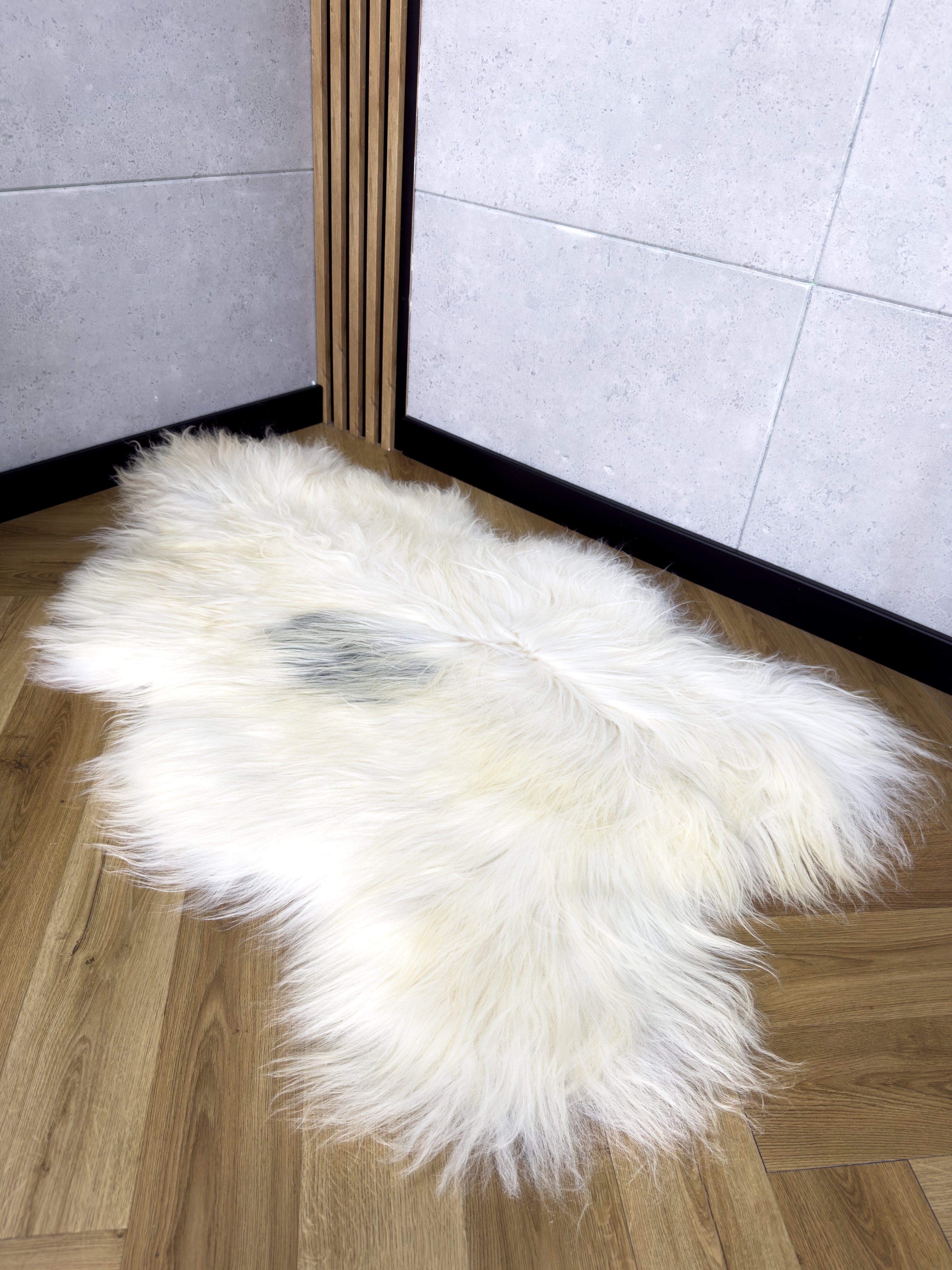 Large Icelandic white and gray sheepskin Rug